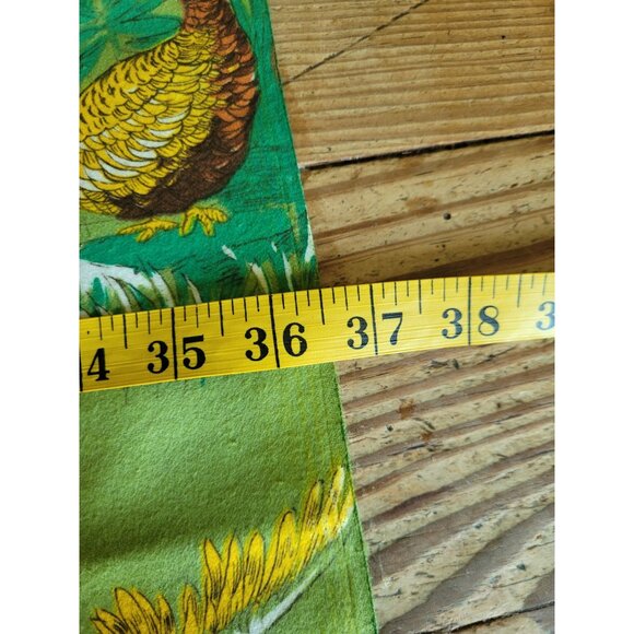 Vintg Pheasant Bird Print Flannel Fabric Panel 36" x 36" Cotton Green Hunting - Picture 3 of 5